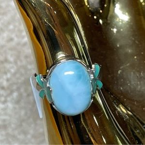 Larimar Sterling silver ring